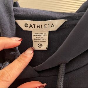 Athleta Women’s XXS Cropped Hoodie Blue Drawstring Pullover